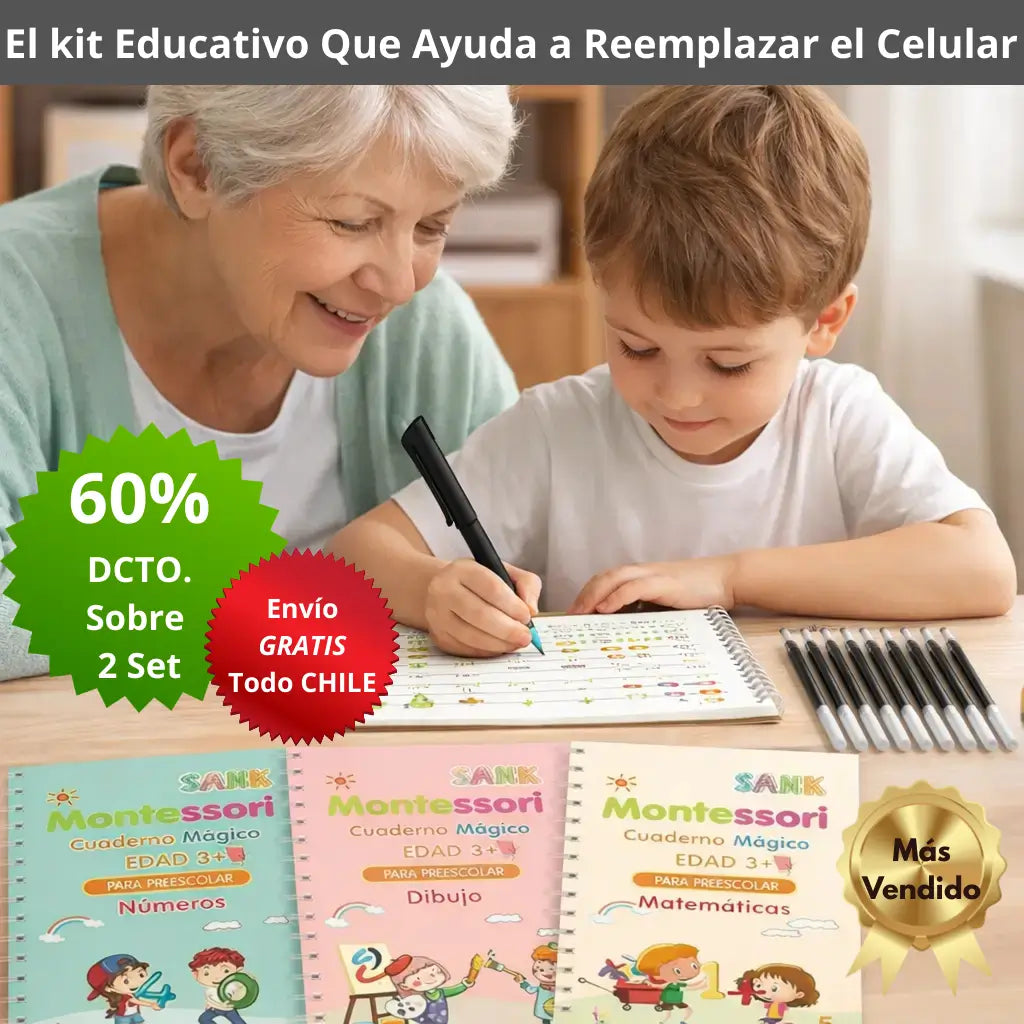 📘 Set de 4 Cuadernos de Caligrafía Mágicos Reutilizables 🧠 Práctica de Escritura y Números 🚫📱 Aprendizaje activo sin pantallas en pocas semanas