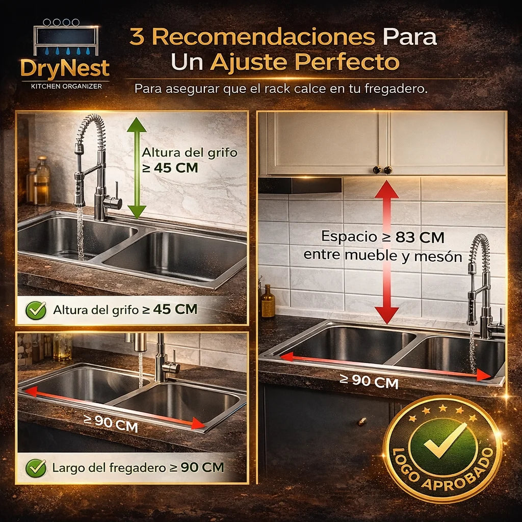 Escurridor para Platos 🍽️ Organiza toda tu cocina sobre el fregadero 💦 Encimera siempre libre, sin hacer un solo agujero