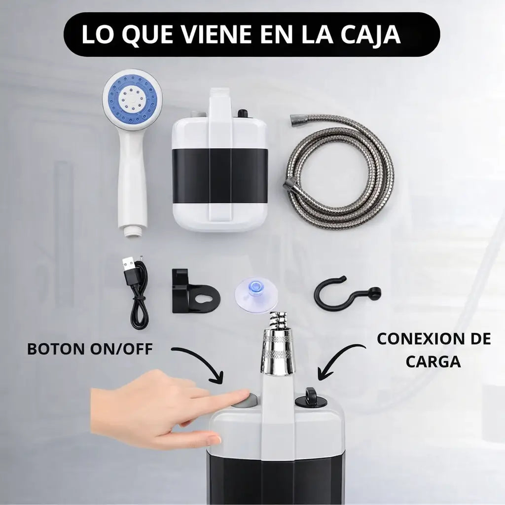 🚿 Ducha Portátil Recargable - 🌍 Ducha en cualquier lugar - 🏕️✨ Disfruta una ducha durante tus aventuras