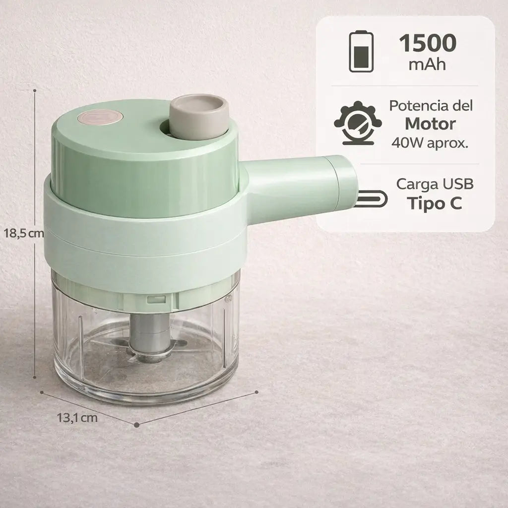 🥗🔪 Picadora de Verduras Eléctrica Portátil ⚡ – Pica y corta alimentos fácilmente ✂️ – Prepara tus ingredientes en minutos ⏱️