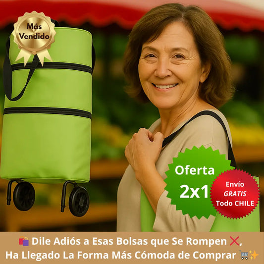 👜 Bolsa de Compras con Ruedas Plegable 🛞 Compras sin Cargar Peso 🥬 Facilita tus compras diarias desde hoy🛒