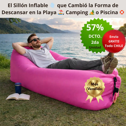🪑✨ Sillón Inflable de Viaje – 🌿 Descanso al Aire Libre – 😌🏖️ Disfruta Comodidad Inmediata en tus Vacaciones