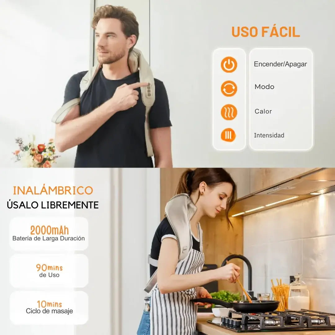 💆‍♀️ Masajeador Cervical Inalámbrico – 🌿 Relaja cuello y hombros – 🏠 Alivio inmediato desde casa 😌✨