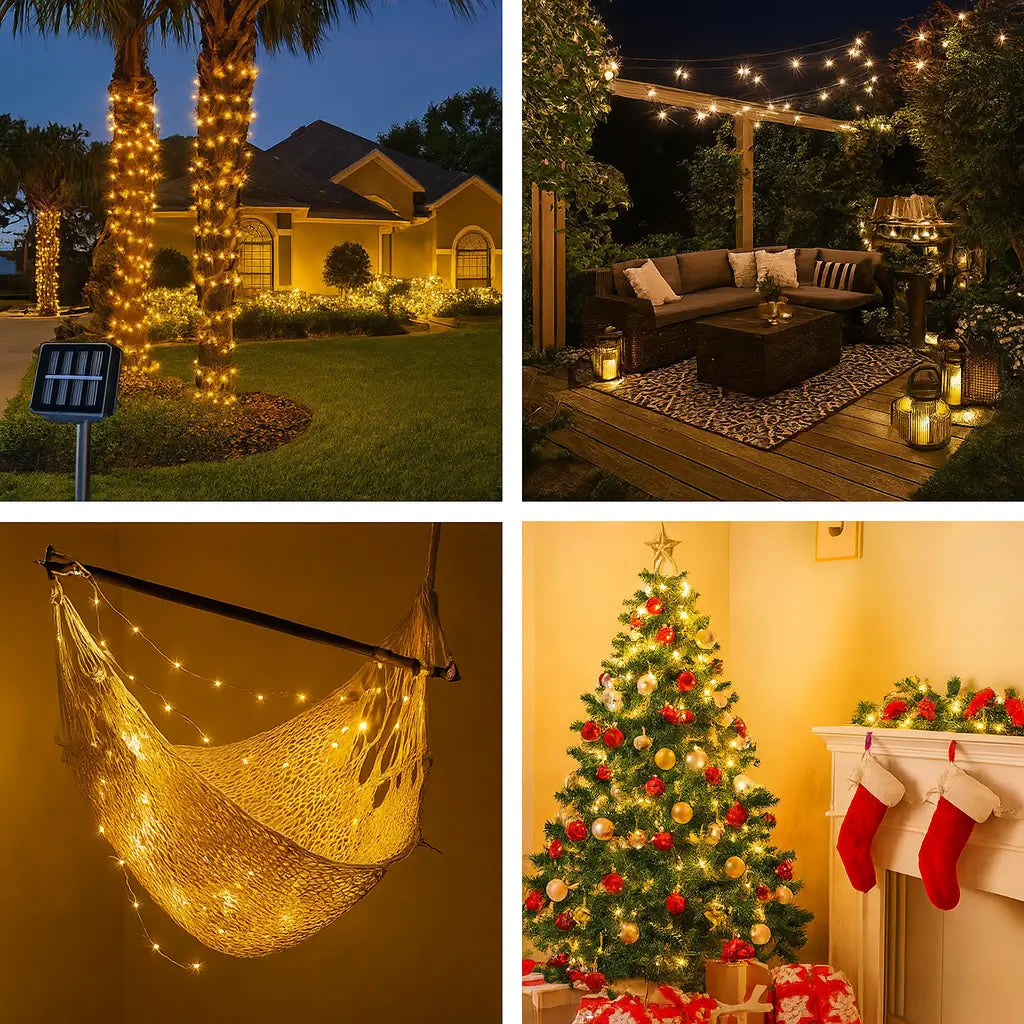 Luz Hada Solar Cálida 🌟  – Decora tu hogar 🏠 – ¡Ilumina Sin Pagar Energía!💡