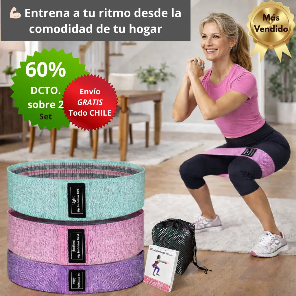 💪 Set de 3 Bandas Elásticas de Tela 🏠 Tonificación en Casa ✨ Fortalece Brazos, Glúteos y Piernas ⏱️ Rutinas Simples y Efectivas en Pocas Semanas