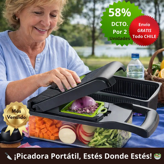 🔪 Picadora Manual de Cocina 🥕 Corta y ralla de forma segura ⏱️ Ahorra tiempo al cocinar en casa o de paseo