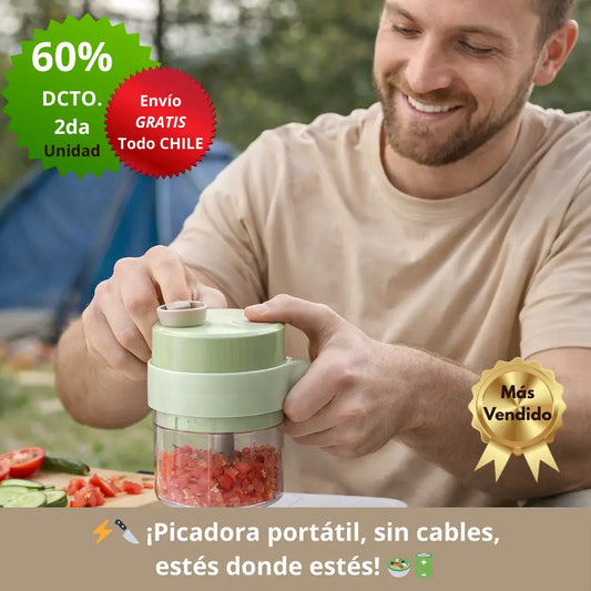 🥗🔪 Picadora de Verduras Eléctrica Portátil ⚡ – Pica y corta alimentos fácilmente ✂️ – Prepara tus ingredientes en minutos ⏱️