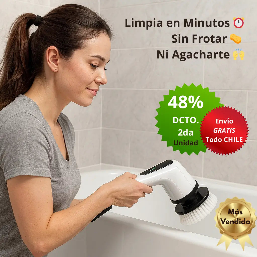 Cepillo de Limpieza Inalámbrico 🔋 – 7 Cabezales Intercambiables 🔄 – Ahorra tiempo ⏱️ en cada limpieza diaria 🧽